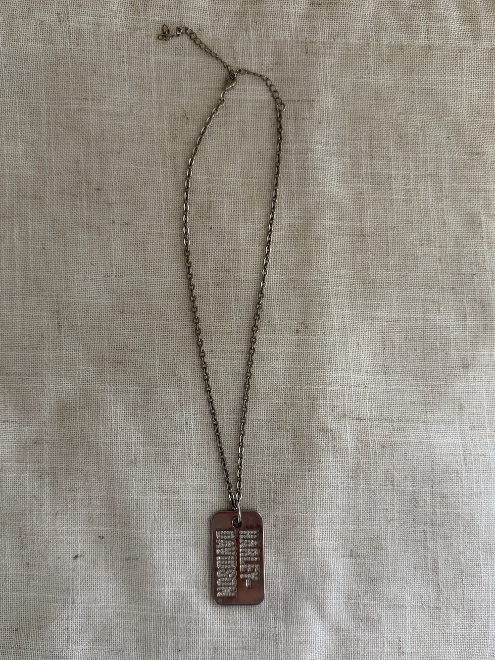 Harley Davidson Dog Tag Pendent Silver Rhinestone Necklace